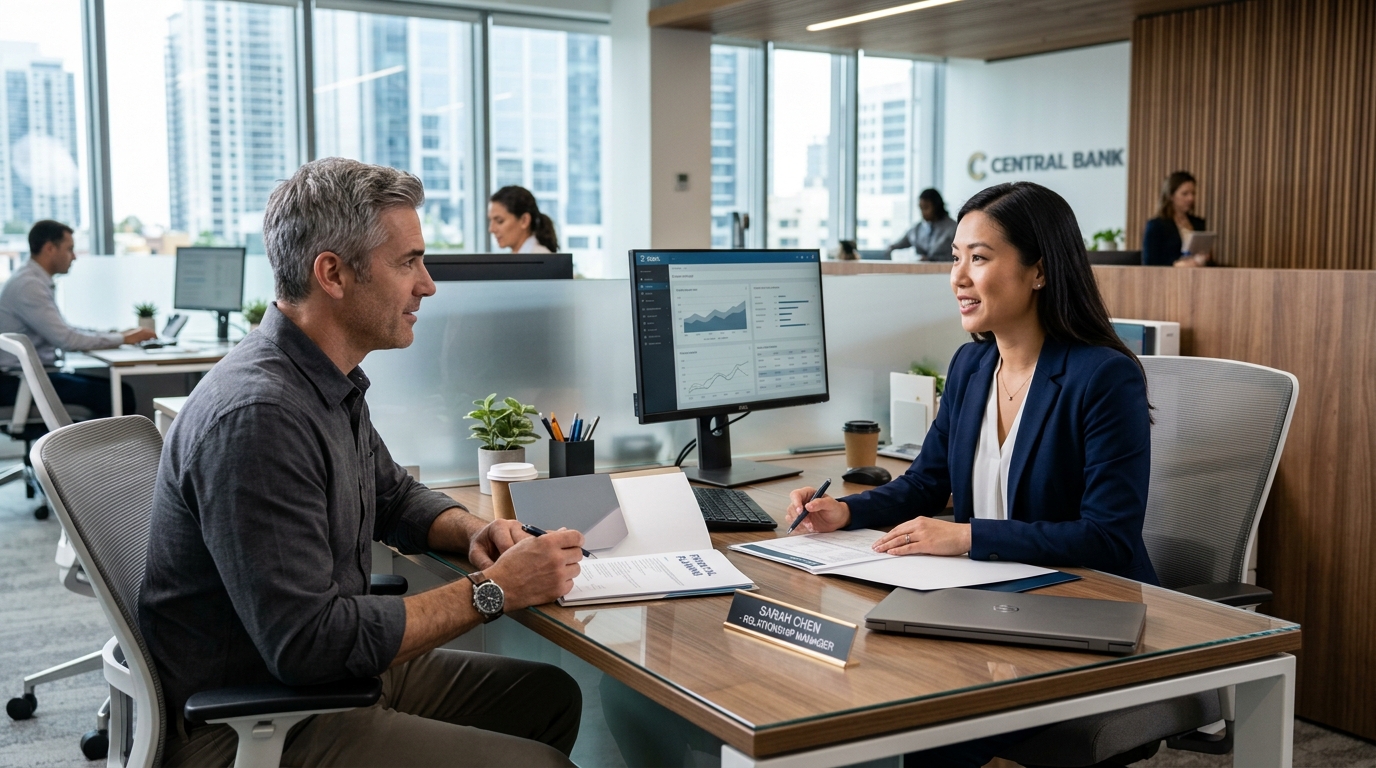 Client en rendez-vous avec son conseiller